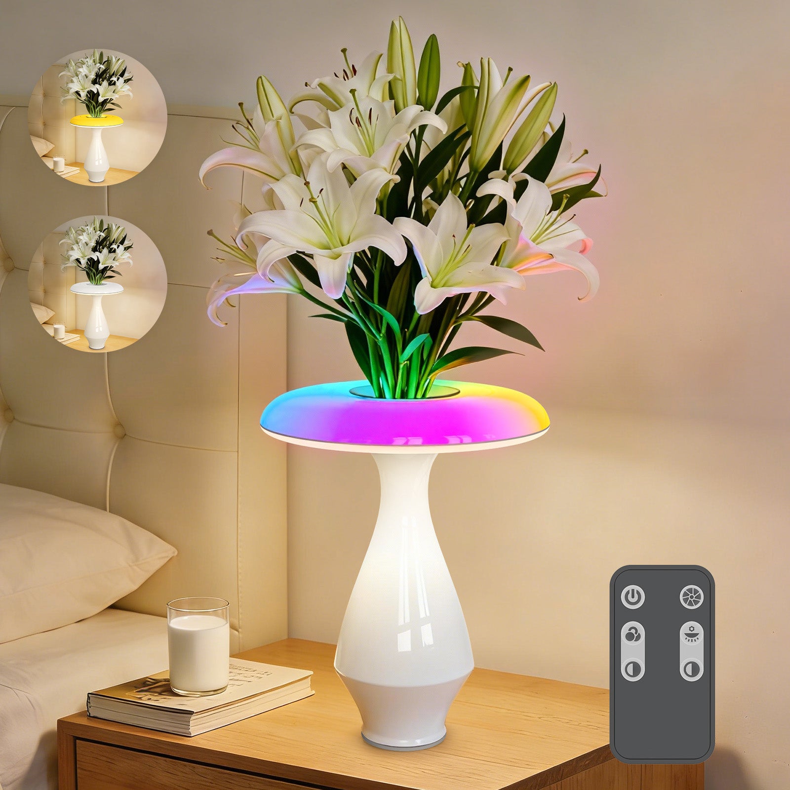 FlashPet Modern Ceramic Vase Lamp – 2-in-1 RGB Color Changing Table Lamp