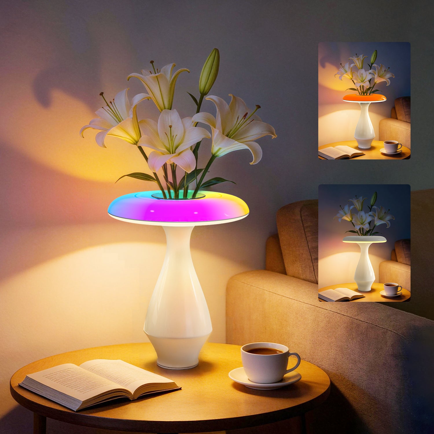 FlashPet Modern Ceramic Vase Lamp – 2-in-1 RGB Color Changing Table Lamp
