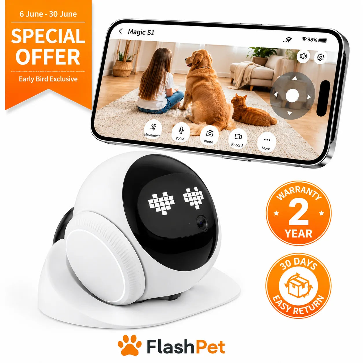 FlashPet Magic S1 - Smart Pet Camera Robot